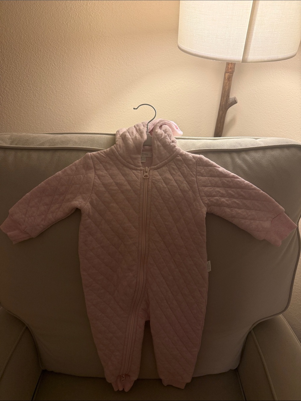 Purebaby zip up onesie with hoodie
